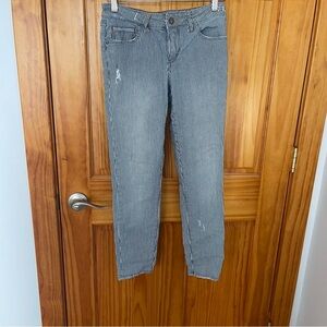 Pilcro and the Letterpress Pin Striped Blue and White Straight Leg Jeans Dis